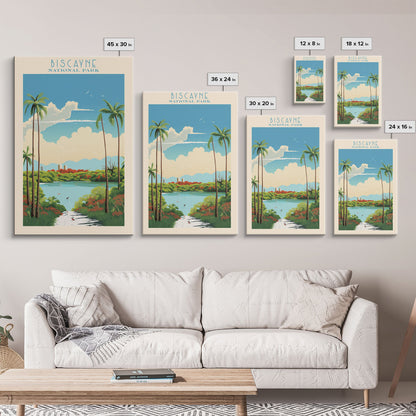 Biscayne National Park, Framed Wall Art Canvas Print, Travel Poster, Florida Travel Art, Roadtrip Decor, Cool Art, Retro State Park Art