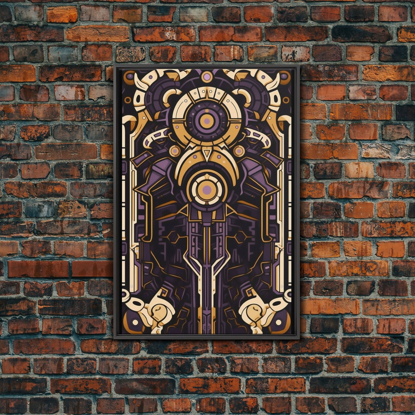 Art Deco Pattern Wall art, Framed Canvas Print, Art Deco, Patterns art, Yellow & purple art, Ornament art, Colorful painting, Light colors