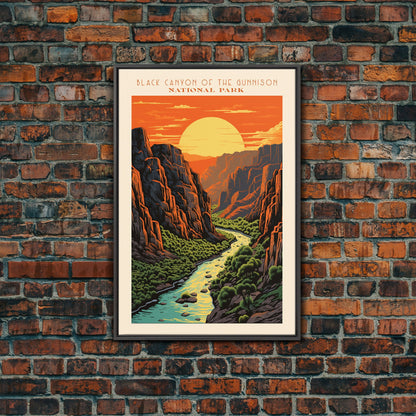 Black Canyon Of The Gunnison National Park Travel Poster Print, Canvas Print Wall Art, Colorado Travel Art, Midcentury Modern Travel Decor