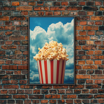 Popcorn, Game Room Wall Art, Movie Room Art, Canvas Print, Wall Hanging, Portrait Art, Minimalist Wall Art, Kitchen Wall Decor, Hostess Gift