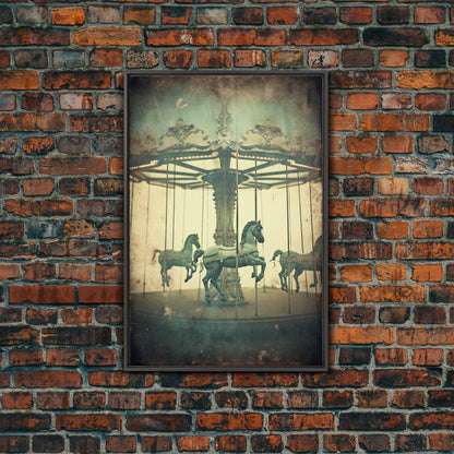 Carnival Art, Circus Print, Carousel Art Print, Canvas Print, Wall Hanging, Portrait Art, Spooky Room Decor, Entryway Prints, Home Wall Art