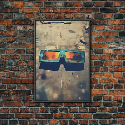 Retro Sunglasses, Retro Art, Minimalist Wall Art, Canvas Print, Wall Hanging, Portrait Art, Office Wall Decor, Living Room Prints, RV Decor