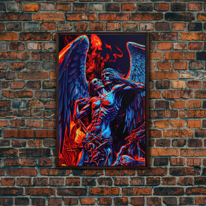 Gothic Angel, Horror Decor, Framed Canvas Print, Fallen Angel