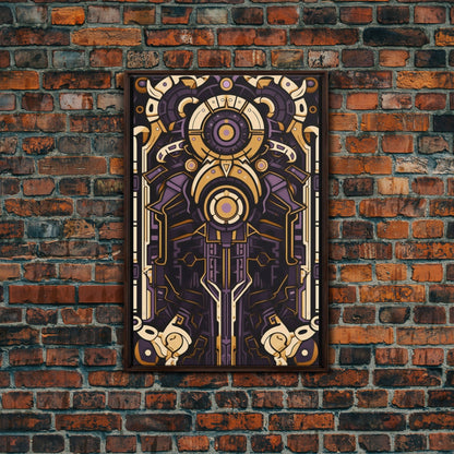 Art Deco Pattern Wall art, Framed Canvas Print, Art Deco, Patterns art, Yellow & purple art, Ornament art, Colorful painting, Light colors