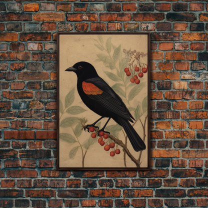 Black And Orange Bird Wall Art, Oriole Wall Decor, Animal Wall Art, Minimalist Print, Wall Decor, Canvas Print, Wall Art, Framed Canvas