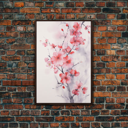 Cherry Blossom, Japanese Wall Art, Floral Wall Print, Nature Art, Canvas Print, Wall Art, Vertical Art, Modern Home Decor, Gift For The Home