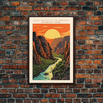 Black Canyon Of The Gunnison National Park Travel Poster Print, Canvas Print Wall Art, Colorado Travel Art, Midcentury Modern Travel Decor