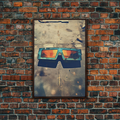 Retro Sunglasses, Retro Art, Minimalist Wall Art, Canvas Print, Wall Hanging, Portrait Art, Office Wall Decor, Living Room Prints, RV Decor