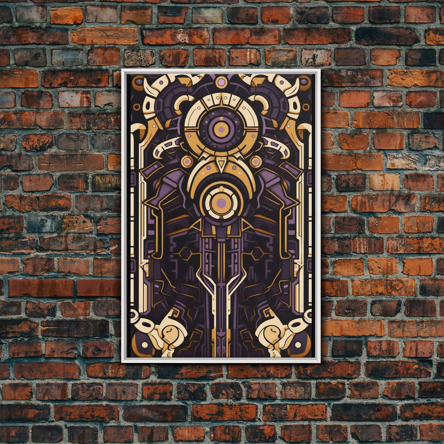 Art Deco Pattern Wall art, Framed Canvas Print, Art Deco, Patterns art, Yellow & purple art, Ornament art, Colorful painting, Light colors