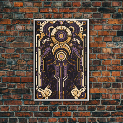 Art Deco Pattern Wall art, Framed Canvas Print, Art Deco, Patterns art, Yellow & purple art, Ornament art, Colorful painting, Light colors