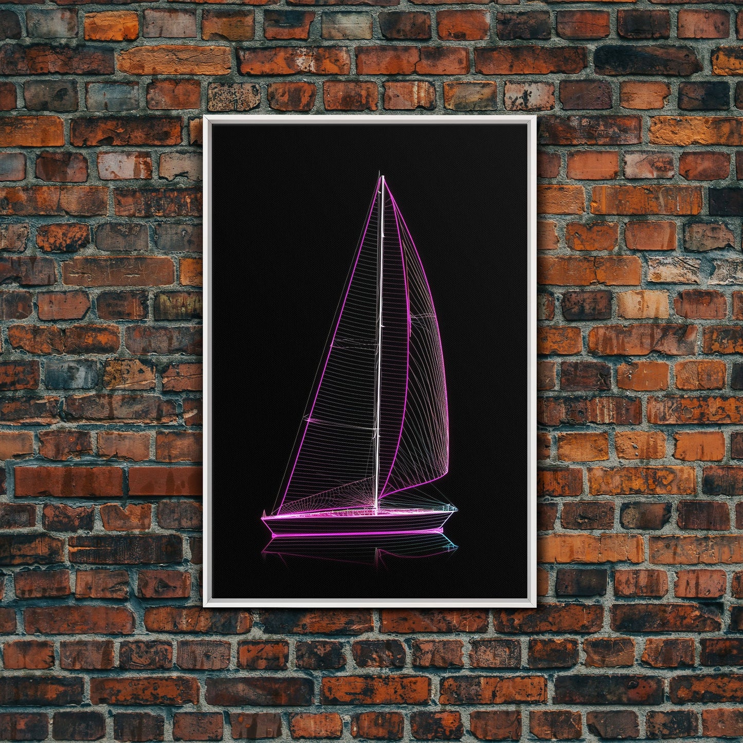 Synthwave Sail Boat Wall Decor, Ocean Art Print, 3D Art, Purple, Minimalist Print, Wall Decor, Canvas Print, Wall Art, Framed Canvas