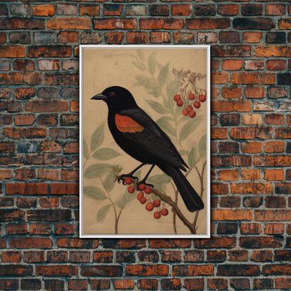 Black And Orange Bird Wall Art, Oriole Wall Decor, Animal Wall Art, Minimalist Print, Wall Decor, Canvas Print, Wall Art, Framed Canvas
