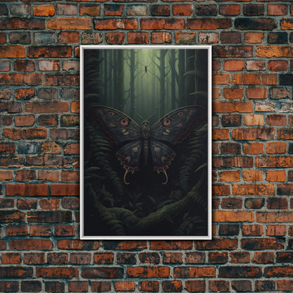 Butterfly Wall Decor, Butterfly In Woods, Green Wall Art, Insect Wall Decor, Wall Decor, Canvas Print, Wall Art, Framed Canvas