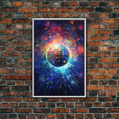 Galaxy Disco Ball, Framed Canvas Print, Music Studio Decor, Graduation Gift