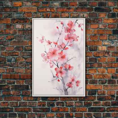 Cherry Blossom, Japanese Wall Art, Floral Wall Print, Nature Art, Canvas Print, Wall Art, Vertical Art, Modern Home Decor, Gift For The Home