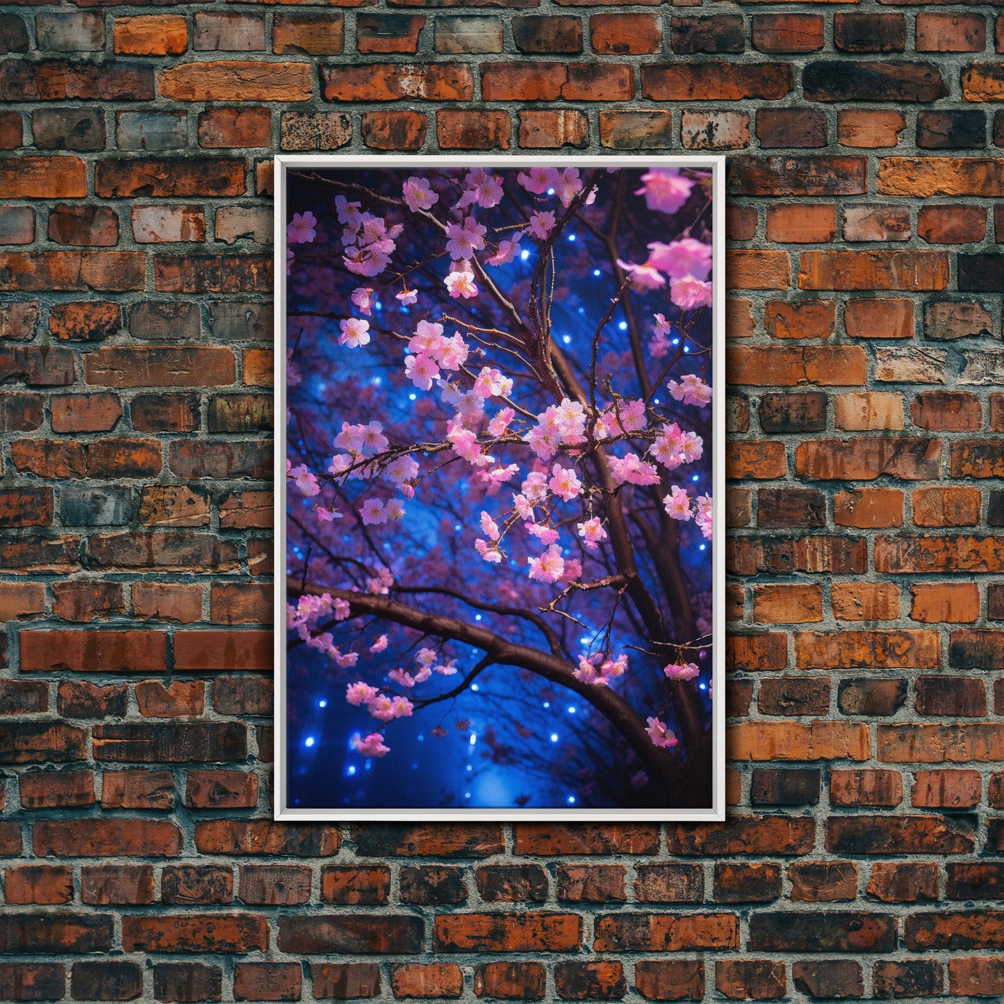 Cherry Blossom Art, Pink Flowers, Japanese Art, Sakura, Canvas Print, Wall Art, Vertical Art, Gift For Boss, Preppy Room Decor, Office Print
