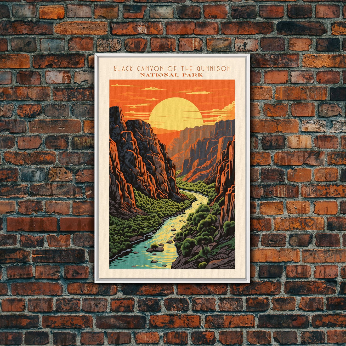 Black Canyon Of The Gunnison National Park Travel Poster Print, Canvas Print Wall Art, Colorado Travel Art, Midcentury Modern Travel Decor