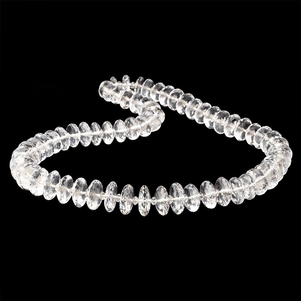 3-13.5mm Crystal Quartz German Faceted Rondelle Beads 16 inch 127 pieces AAA