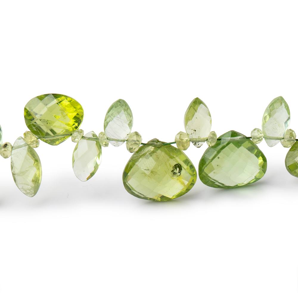 3-13x10mm Peridot Faceted Multiple Shape Beads 16 inch 139 pieces