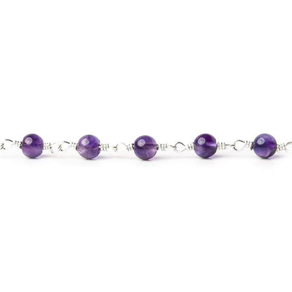 3-3.5mm Amethyst plain round Silver plated Chain by the foot