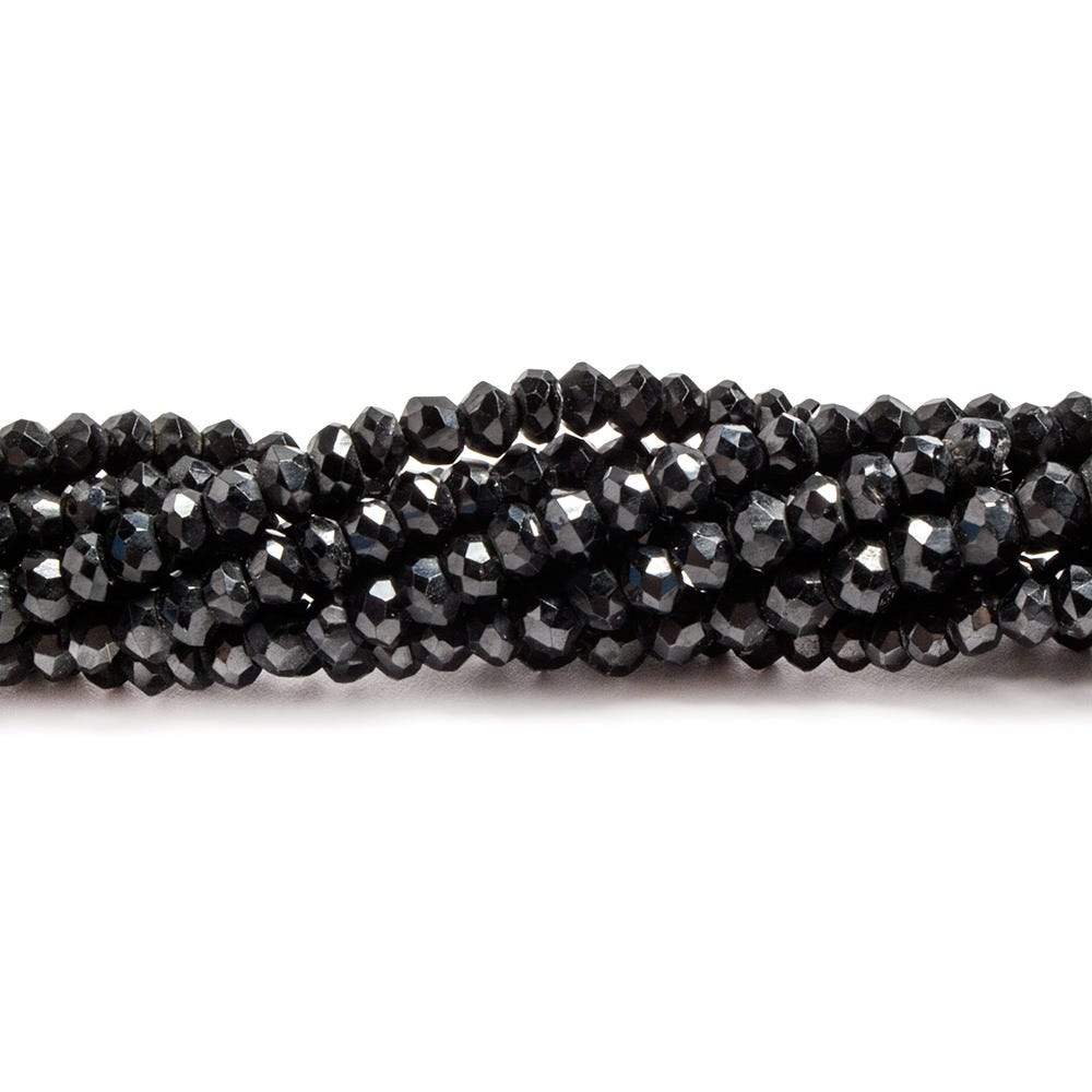 3-3.5mm Black Spinel Faceted Rondelle Beads 12 inch 135 pieces