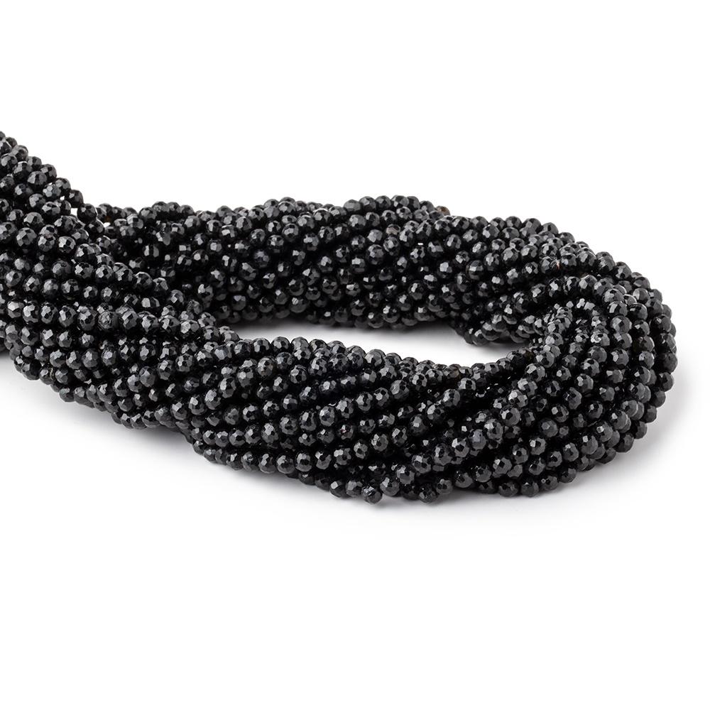 3-3.5mm Black Spinel faceted round beads 13.5 inch 100 beads