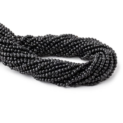 3-3.5mm Black Spinel faceted round beads 13.5 inch 100 beads