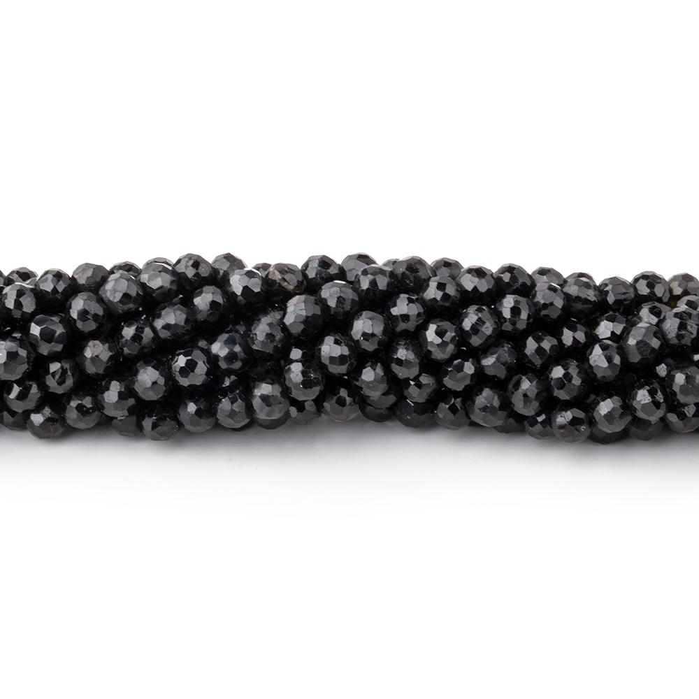 3-3.5mm Black Spinel faceted round beads 13.5 inch 100 beads