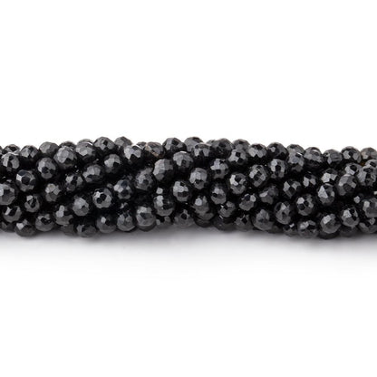 3-3.5mm Black Spinel faceted round beads 13.5 inch 100 beads