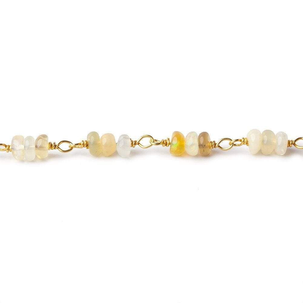 3-3.5mm Ethiopian Opal faceted rondelle clusters Vermeil Chain