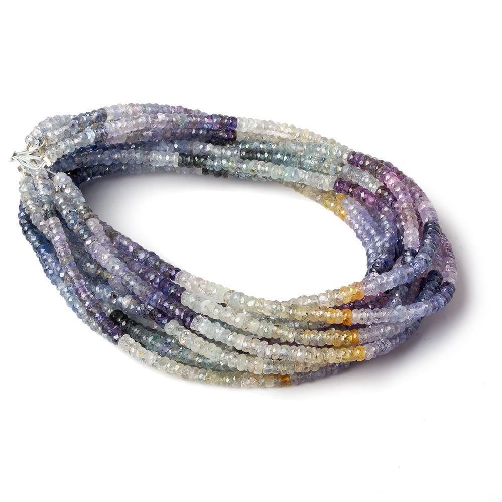 3-3.5mm Fancy Ceylon Sapphire faceted rondelles 16 inch 245 beads AA Grade