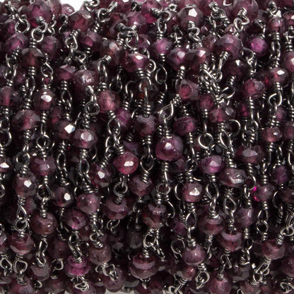 3-3.5mm Garnet faceted rondelle Black Gold Chain by the foot 36 pieces