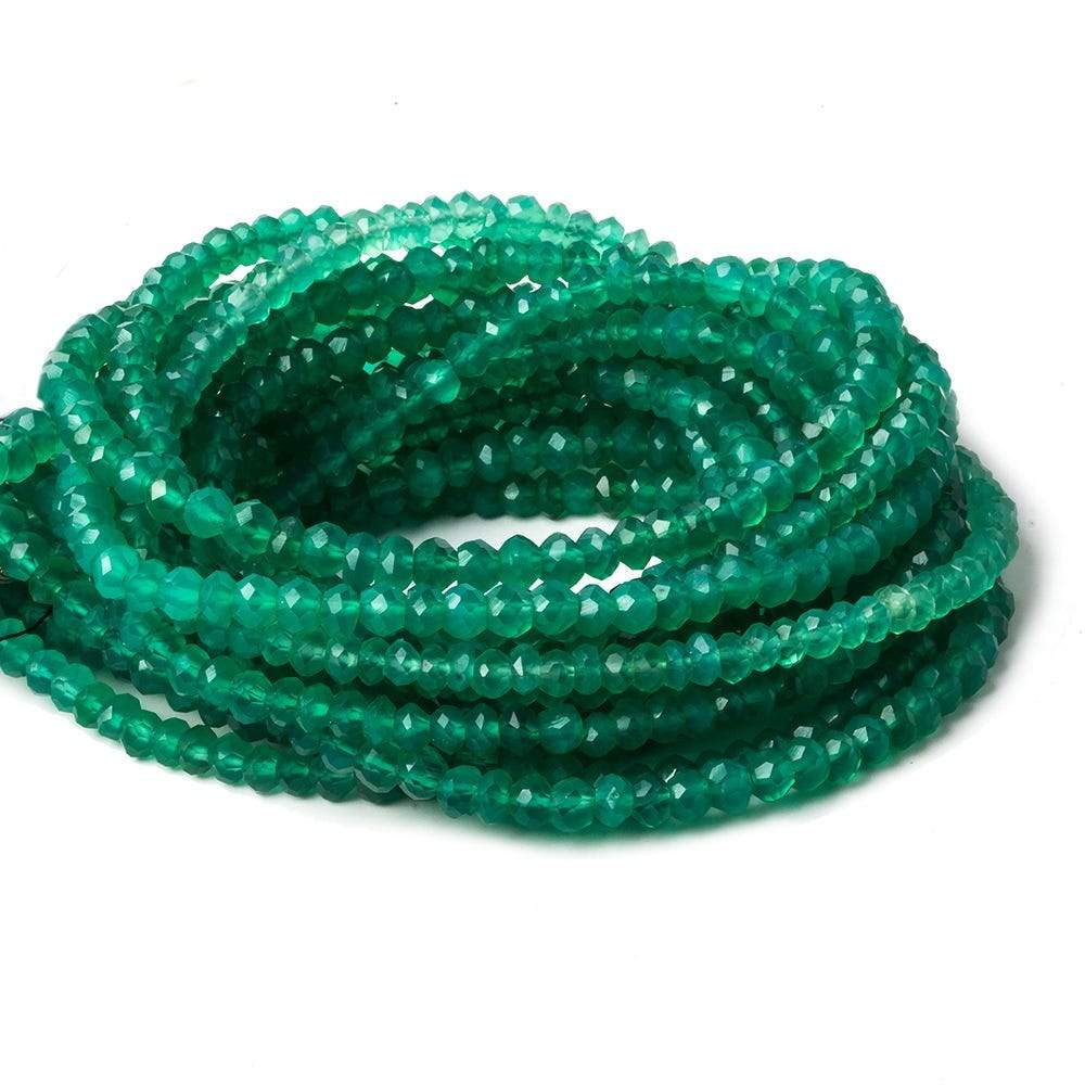 3-3.5mm Green Onyx Faceted Rondelle Beads 12 inch 135 pieces