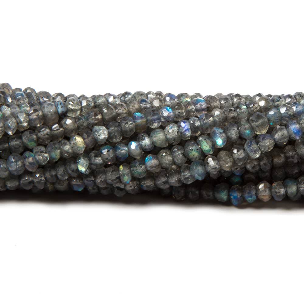 3mm Labradorite faceted rondelle Beads 13.5 inch 154 pieces
