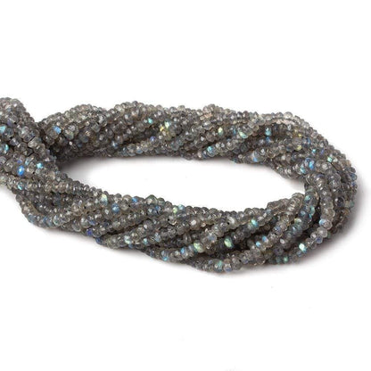 3-3.5mm Labradorite Faceted Rondelles 14 inch 185 beads AAA
