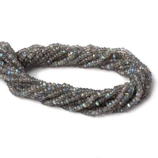 3-3.5mm Labradorite Faceted Rondelles 14 inch 185 beads AAA