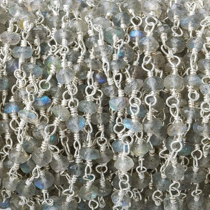 3-3.5mm Labradorite Silver plated Chain by the foot