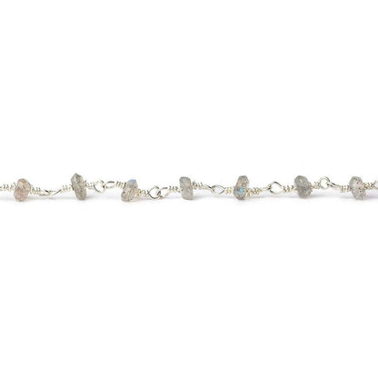 3-3.5mm Labradorite Silver plated Chain by the foot