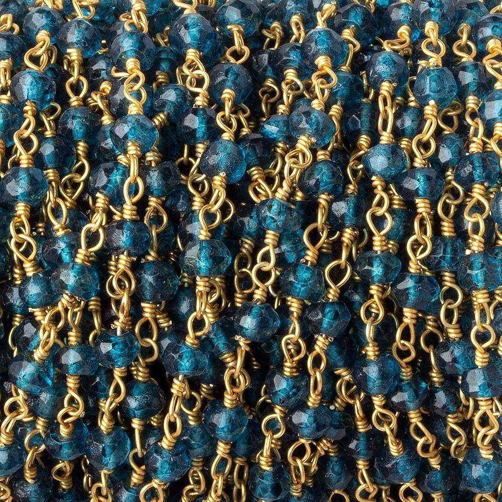 3-3.5mm London Blue Quartz Vermeil Chain by the foot 38 beads