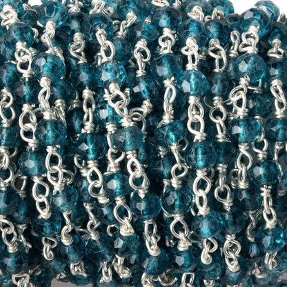 3-3.5mm London Blue Quartz Sterling Silver Chain by the foot 38 beads