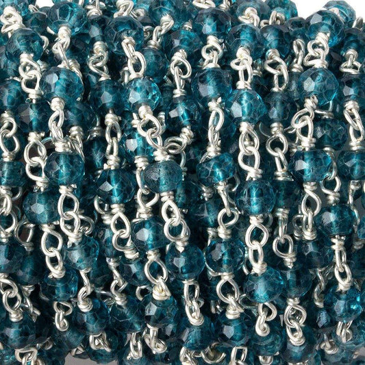 3-3.5mm London Blue Quartz Sterling Silver Chain by the foot 38 beads