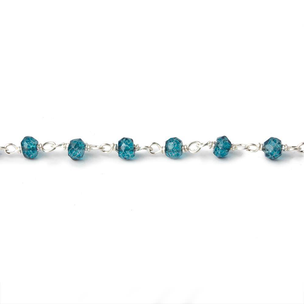 3-3.5mm London Blue Quartz Sterling Silver Chain by the foot 38 beads