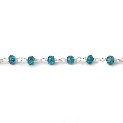 3-3.5mm London Blue Quartz Sterling Silver Chain by the foot 38 beads