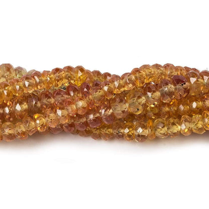 3-3.5mm Mandarin Orange Songea Sapphire Faceted Rondelle 16 inch 222 pcs