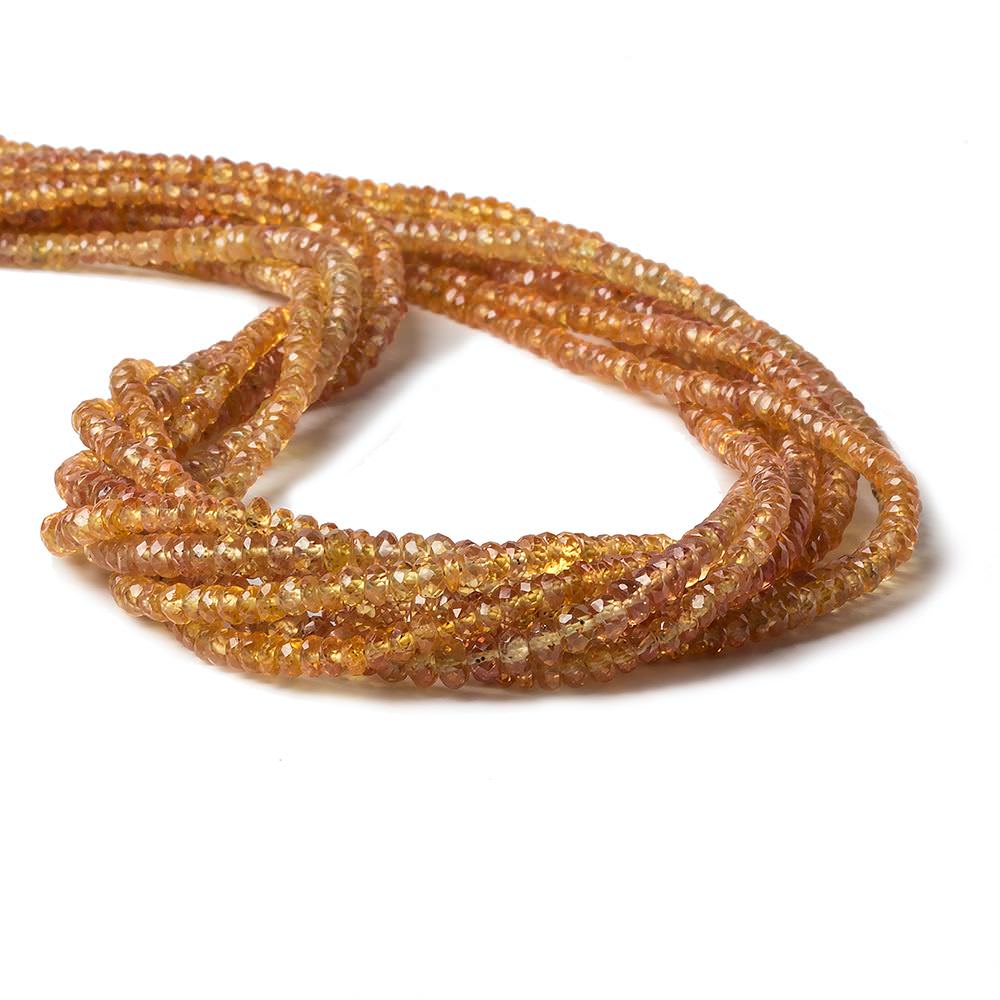 3-3.5mm Mandarin Orange Songea Sapphire Faceted Rondelle 16 inch 222 pcs