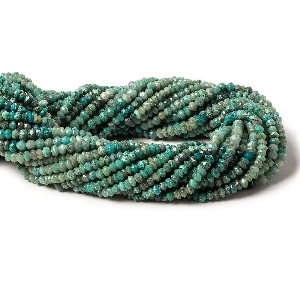 3-3.5mm Matte Chrysocolla faceted rondelle beads 13 inch 150 pieces