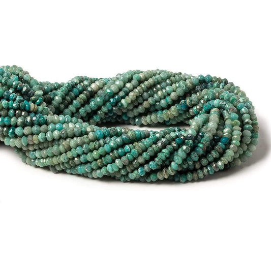 3-3.5mm Matte Chrysocolla faceted rondelle beads 13 inch 150 pieces