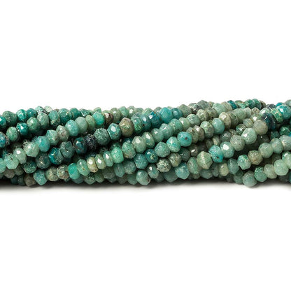 3-3.5mm Matte Chrysocolla faceted rondelle beads 13 inch 150 pieces