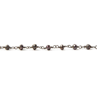 3-3.5mm Metallic Chocolate Spinel rondelle Black Gold Chain by the foot 39 pcs