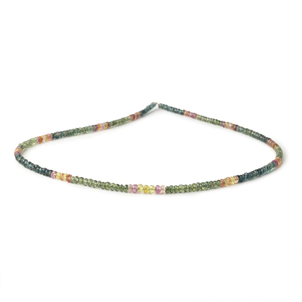 3-3.5mm Multi Color Sapphire Faceted Rondelles 16 inch 200 Beads